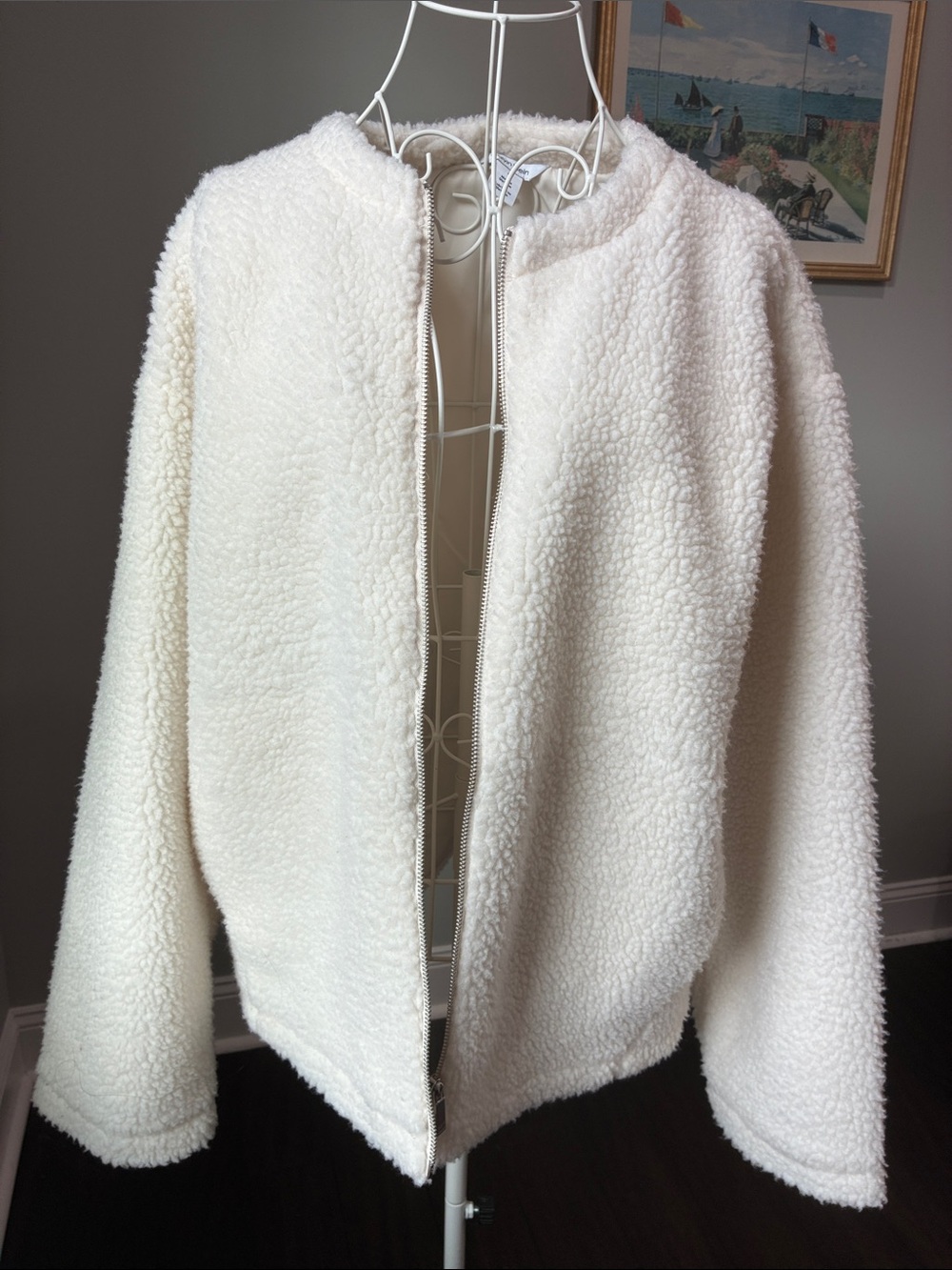 Calvin Klein Off-White Sherpa Zip Jacket